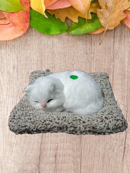 Realistic Sleeping Cat Showpiece on Cushion – Decorative Home & Office Tabletop Item
