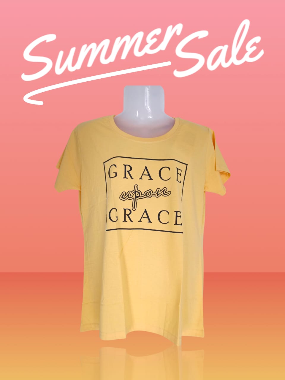 (XXL) Women's Yellow "Grace Upon Grace" Printed T-Shirt